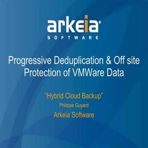 Progressive deduplication & off site protection of vm ware data