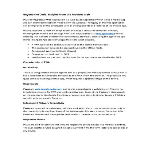 Beyond the Code: Insights from the Modern Web