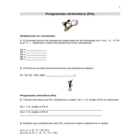Progressão aritmética exercícios