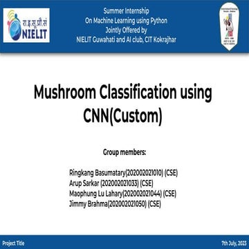 mushroom classification using machine learning | PPT
