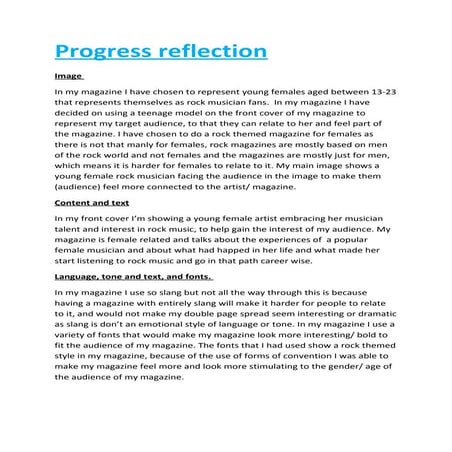 Progress reflection