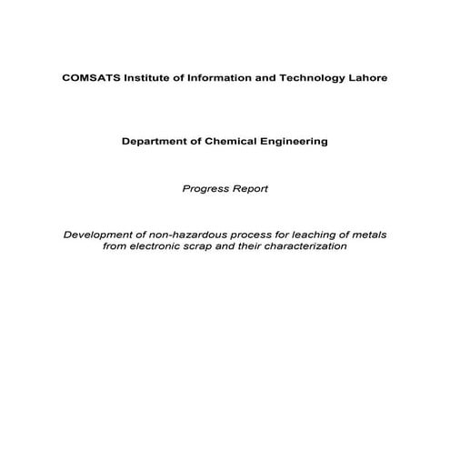 Leaching initial progress report