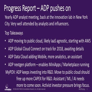 Progress Report - ADP pushes on