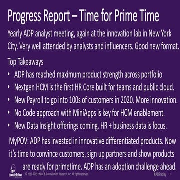 Progress Report - ADP Analyst Day 2019 - Products get stronger - Now its abou...