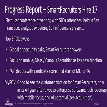 Progress Report - SmartRecruiters Hire17