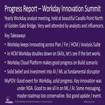 Progress Report - Solid progress and AI is the True North