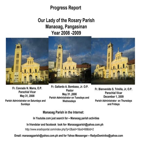 Progress report of the Manaoag parish 2008  feb 2010