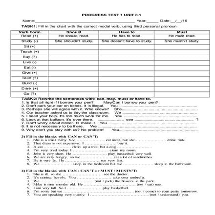Progresst Test About Modal Verbs