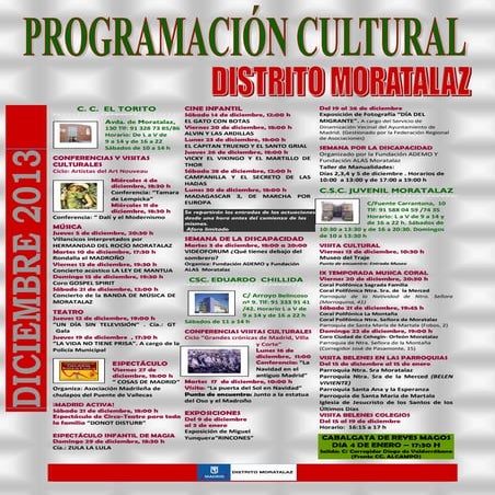Progrmacion cultural diciembre 2013 moratalaz