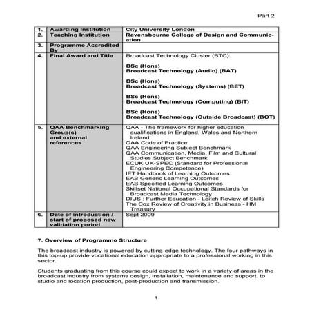 BTC BSc Programme Specification