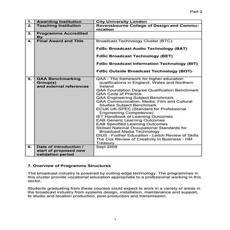 BTC FdSc Programme Specification