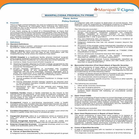 Discover ManipalCigna ProHealth Prime Plans: Active Policy Contract | PDF