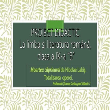 ” Moartea căprioarei” de N.Labiș. 