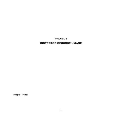 Proiect inspector resurse umane irina popa | DOC