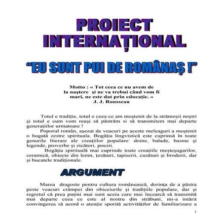 Proiect international.traditii si obiceiuri