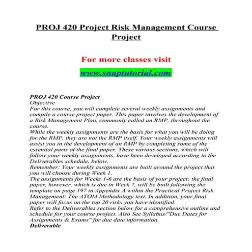 Proj 420 Massive Success / snaptutorial.com