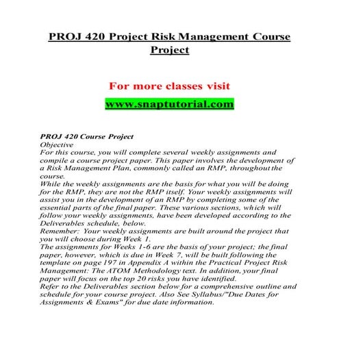 Proj 420  Success Begins / snaptutorial.com
