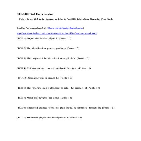 Proj 420 final exam solution