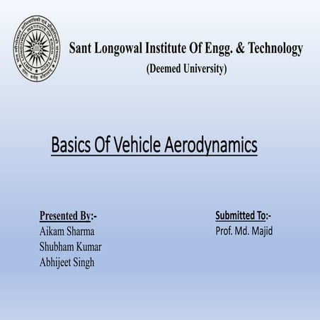 Basics of vehicle aerodynamics