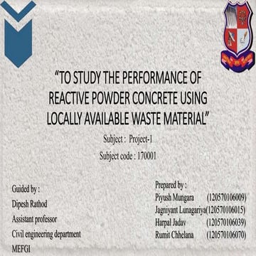 Reactive Powder Concrete project 