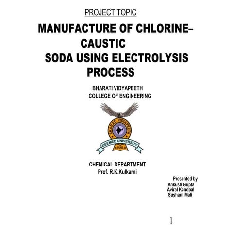 Manufacture of caustic soda and chlorine using electrolysis process          ...