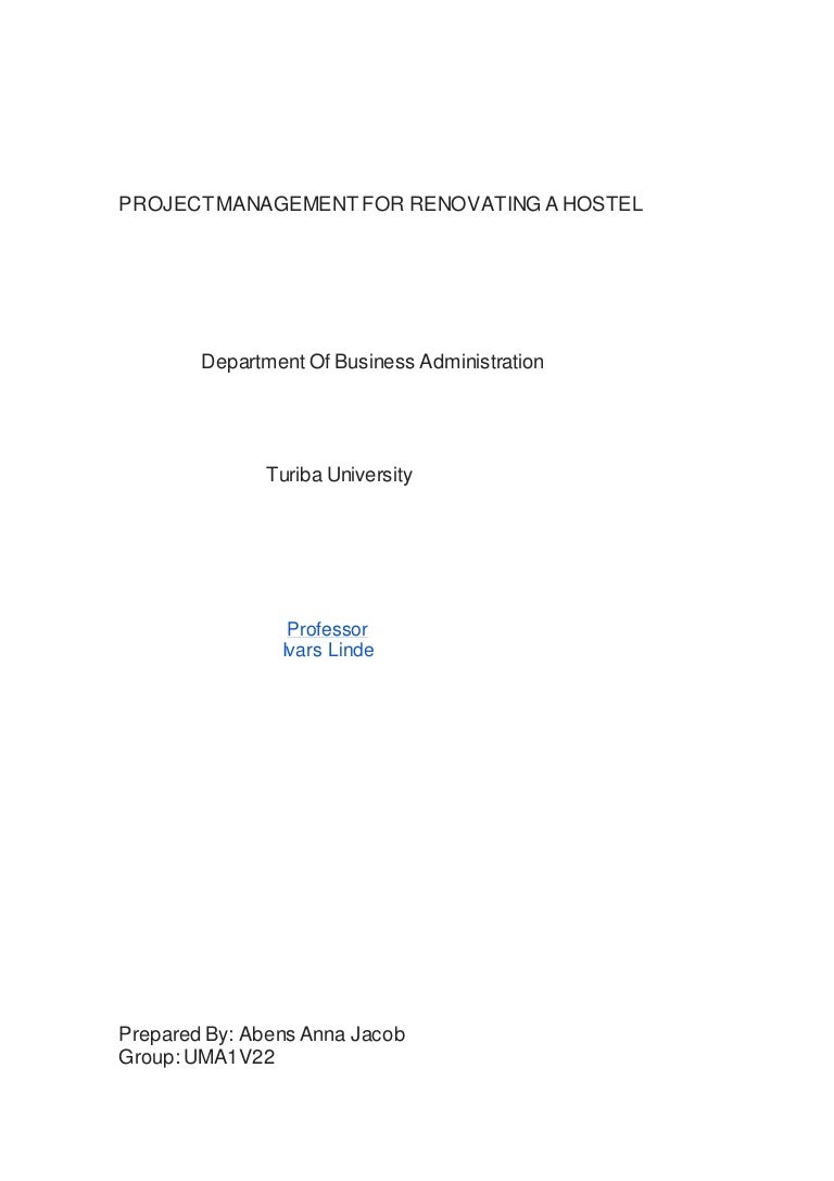 Project report on construction of hotel/hostel