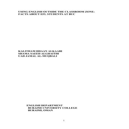 Research Documentation on " Using English Outside the Classroom Zone ".