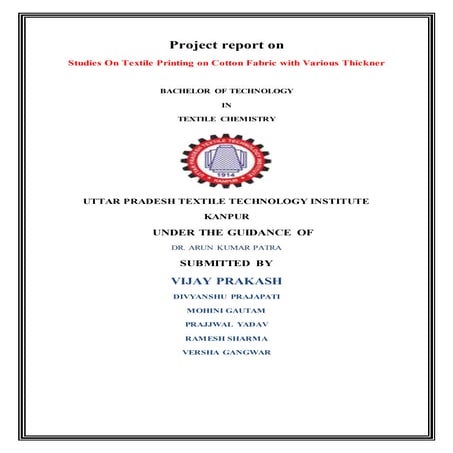 Project: Studies On Textile Printing on Cotton Fabric with Various Thickner