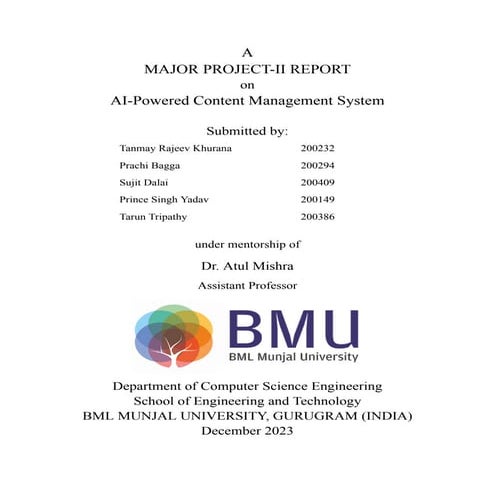 AI Powered content management system presented in BML by Sujit Dalai and Prin...
