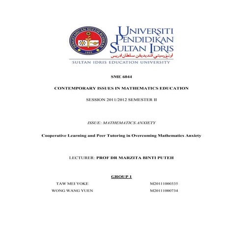 Project   cooperative learning and peer tutoring in overcoming mathematics an...