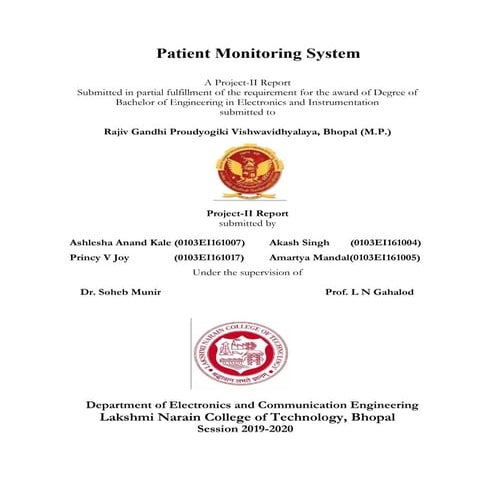 Project II Report on Patient Monitoring System