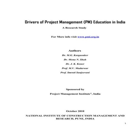 A Framework for Effective Adoption of Project Management in India | PDF