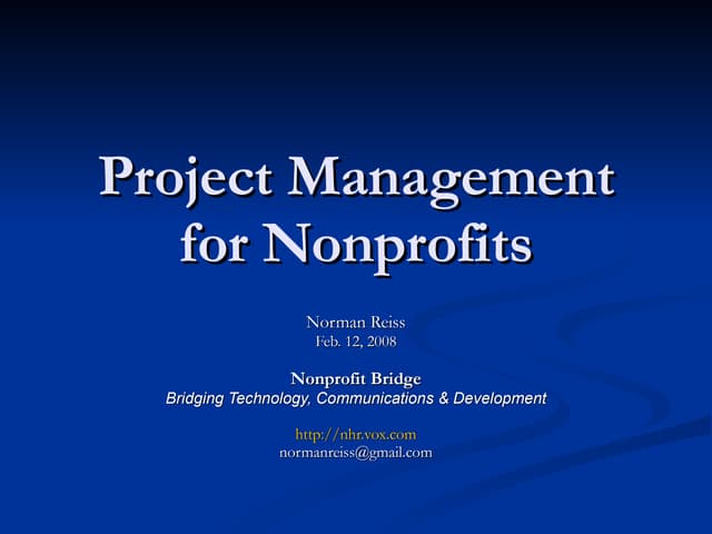 Project Management For Nonprofits