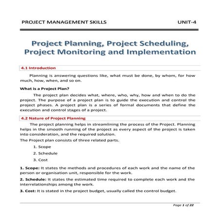 Project Management Skills unit-4 Notes