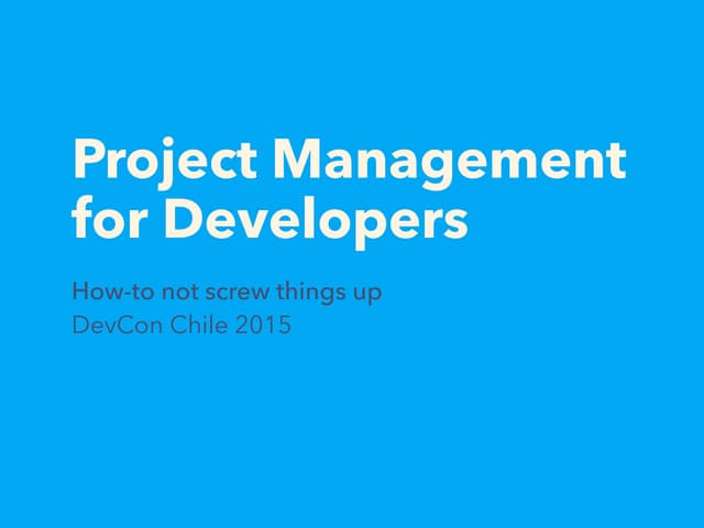 Project Management for Developers [ES]