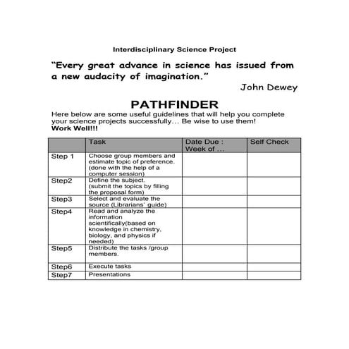 Science Project  Pathfinder