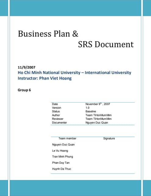 Project Plan And Srs Final