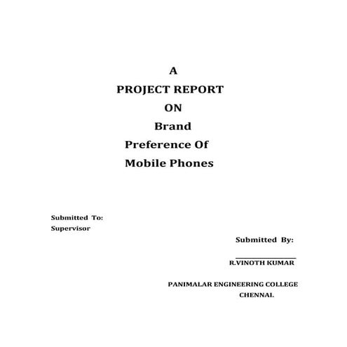 Research Project on Brand Preference of Mobile Phones | DOC