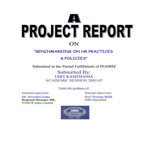 Banch marking on hr practoices in dabur