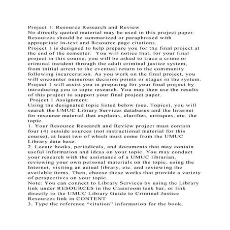 Project 1 Resource Research and ReviewNo directly quoted material.docx