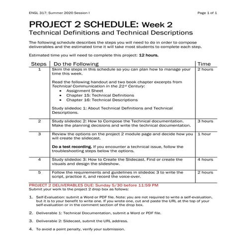 Project2 Schedule Steps Engl317 Summer 2021
