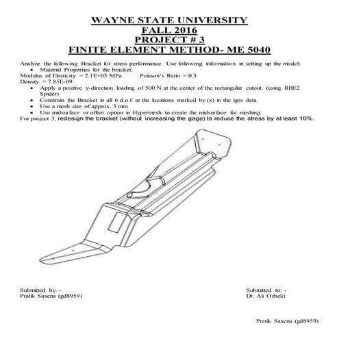 Analysis of Bracket for stress performance