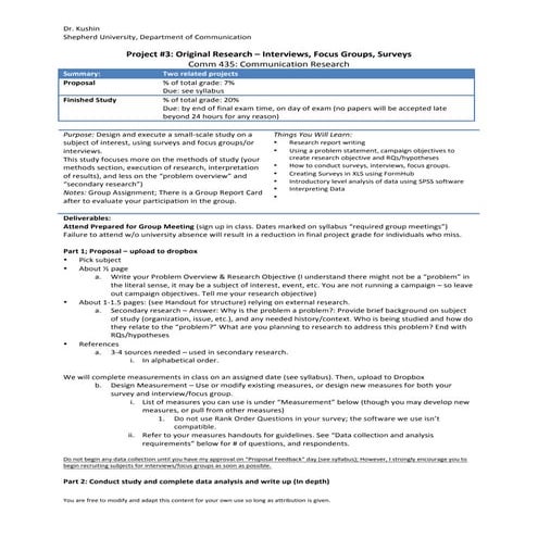 Research Project Assignment: iPad Surveys, Interviews, and Focus Groups