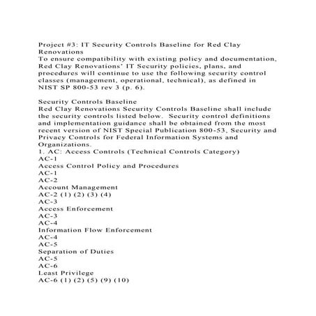 Project #3 IT Security Controls Baseline for Red Clay Renovations.docx