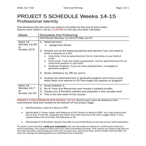 Project5 schedule engl317_ada-fall2020