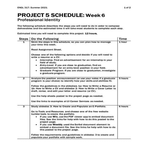 Project5 schedule steps_engl317_summer2021