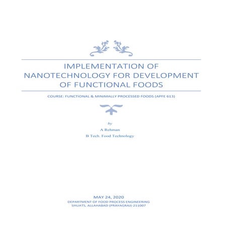 Implementation of nanotechnology in development of functional foods ...