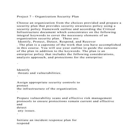 Project 7 - Organization Security PlanChoose an organization fro.docx