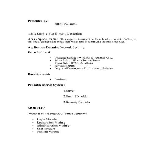 Suspicious Email Detection | PPTX