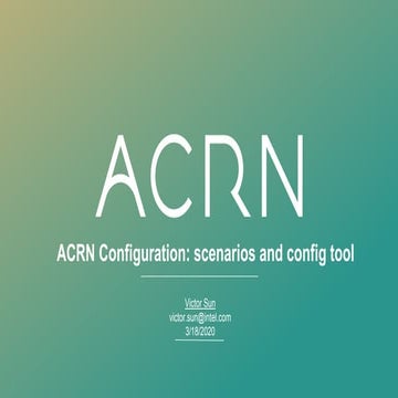 Project ACRN configuration scenarios and config tool